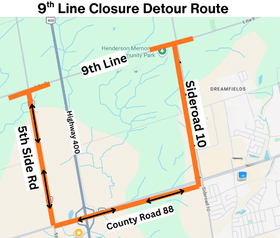 9th line detour map